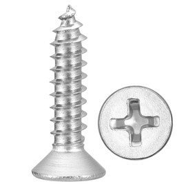 METALLIXITY Countersunk Phillips Wood Screw (#8x3/4) 20Pcs, 304 Stainless Steel Coarse Thread Phillips Drive Flat Head Wood Screws - for Furniture Installation Repair, Silver