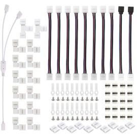 Universal 75Pcs/Set 4Pin RGB 5050 LED Connectors LED Strip Light Adapters Accessories Part
