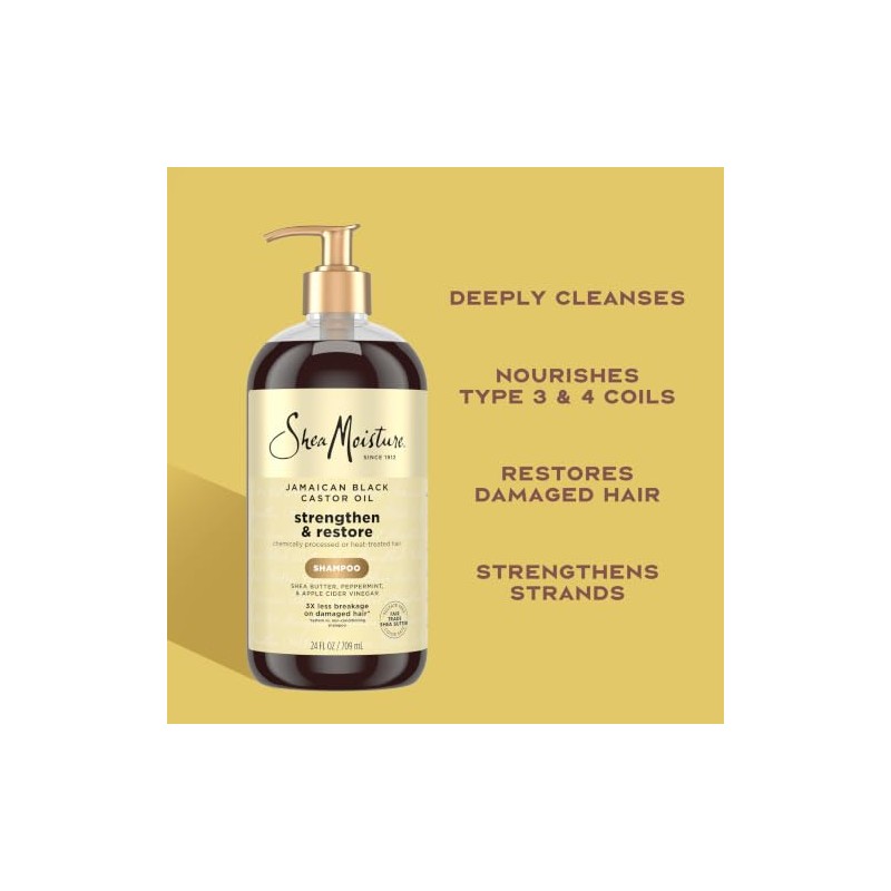 SHEA MOISTURE SheaMoisture Champú fortalecedor y restaurador para cabello dañado,