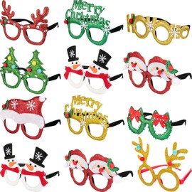 KAHEIGN 14 Pairs Christmas Glasses Frame 3D Christmas Costume Glasses Christmas Party Props Glasses for Photography (One Size)