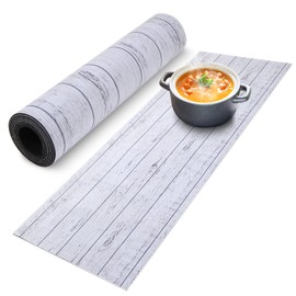 Trivet Table Runner Hot Plates Mat 12 X 40 Inch Heat Resistant Table Protector Waterproof Decorative Farmhouse Kitchen Trivets Counter Heat Proof Placemats for Hot Dishes (Rustic White Wood)