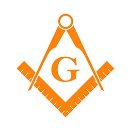 Freemasonry Emblem Sticker - Decal - Die Cut - Freemason Masonic - Orange 1.50" x 1.59"