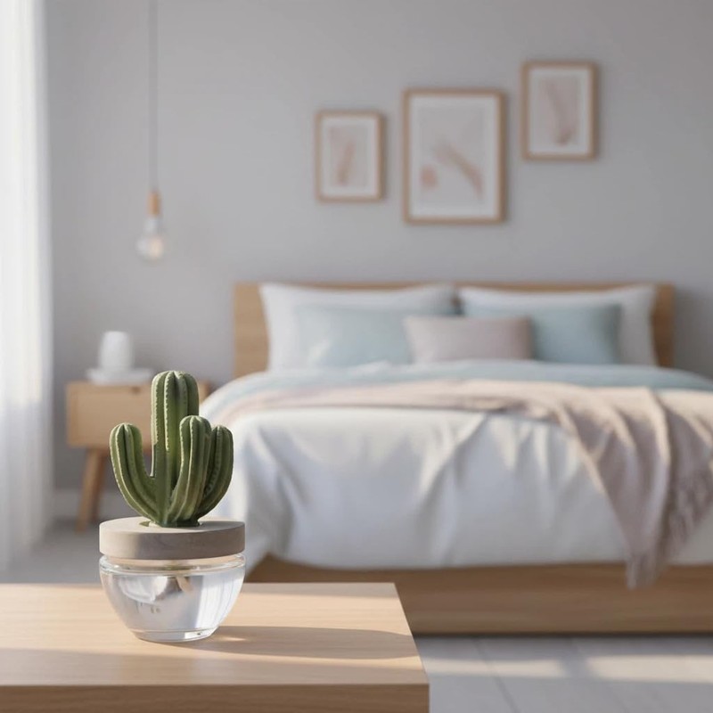 Pretty Valley Home Reed Diffuser Set Ceramic Cactus Fragrance Diffuser-White