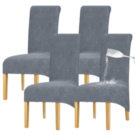 Lellen Waterproof Chair Covers Set of 4 - Stretch XL/Oversized Extra Large Dining Chairs Cover High Back Dining Room Chair Covers Oversized Chair Protect Chair Slipcovers（Dark Grey）