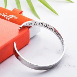 Carviell Faith Christian Bracelets for Women, Girls Boys, I Can Do All Things through Christ, Philippians Cuff, Religious Baptism Gifts, Fall Jewelry, Bible Verse Confirmation Bracelet