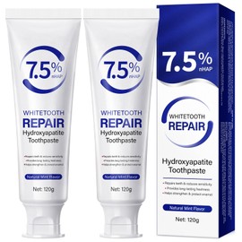 Hydroxyapatite Toothpaste, Hydroxyapatite Enamel Repair Toothpaste (2 Pack) - Fluoride-Free with 7.5% Hydroxyapatite, Gentle Mint Flavor, Soothes Sensitive Teeth, Whitens While Protecting