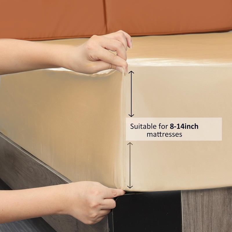 Lirex Satin Fitted Sheet, Luxurious Silky Smooth Polyester Bedding Soft