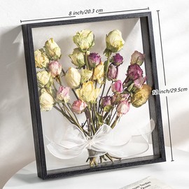 Wooden Dried Flower Photo Frame Dried Flower Display Stand Decorative Floating Photo Frame (black 8 * 12)