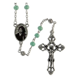 Rosary of Saints Francisco and Jacinta with Beads Made of Light Green Wood (6 mm) - Collection Crowns of Faith 20/47