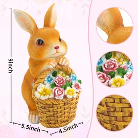 ROSELEAF Bunny Solar Garden Statues, Yard Decoration Rabbit Outdoor Sculputres and Statue Garden Decor for Outside Easter Decorations for Patio Front Porch Lawn Decor Gifts for Moms Grandmother