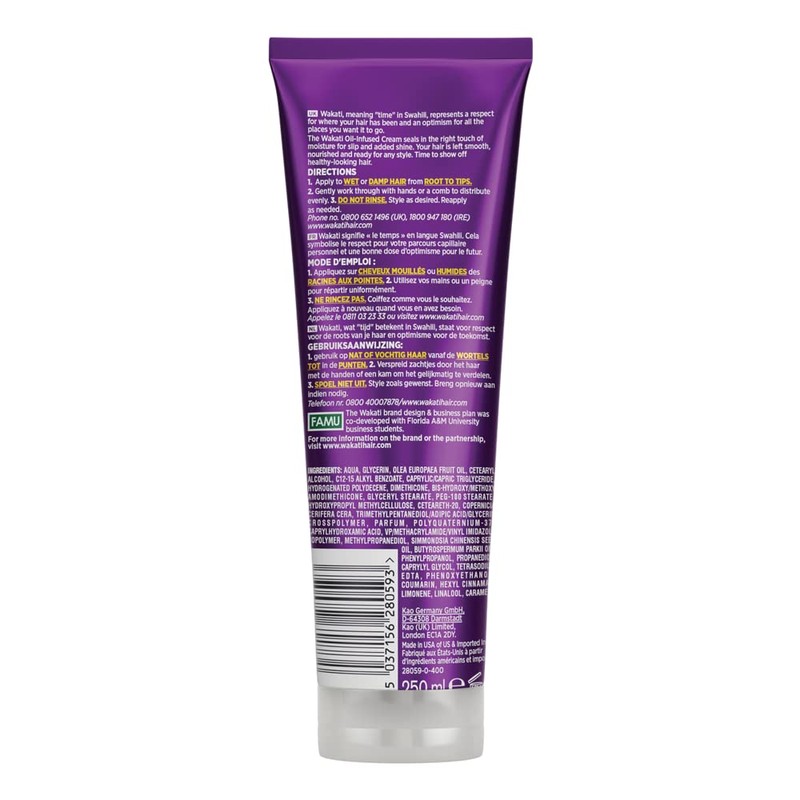 Wakati Oil-infused moisturising dentangling frizz control cream oil, 250 ml