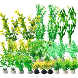 COMSUN 25 Pack Artificial Aquarium Plants, Small Size 4 inch Approximate Height Fish Tank Decorations Home Décor Plastic Yellow