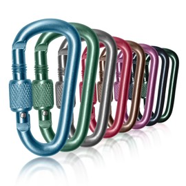 Craebuer Craebuer 8 Pack Carabiner, 2 inch D-Ring Locking Carabiner Clip, Snap Hook Sport Accessories for Outdoor Camping Hiking