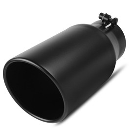 AUTOSAVER88 3 1/2 InchInlet Black Exhaust Tip, 3.5in Inlet 5inch Outlet 12in Long Powder Coated Finish Stainless Steel Exhaust Tail Tip for 3.5" Outside Diameter Tailpipe, Rolled Angle Cut, Bolt-On