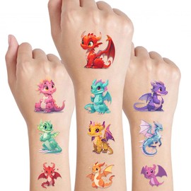 Dopetattoo 20 Designs Temporary Tattoo Dinosaur for Kids Baby Dinosaurs Cartoon Dragon Fake Tattoos Baby Dragon Tattoos