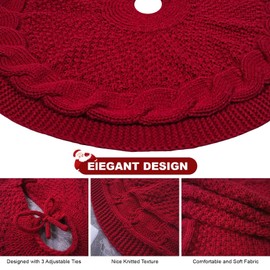 Christmas Tree Skirt for 6 Ft Christmas Tree, 36 Inch Red Knitted Tree Skirt Christmas Tree Decorations Luxury Knitted Thick Rustic Xmas Tree Skirt for Xmas Tree Decor (Red,36”)