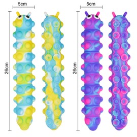 MEIEST 2PCS Pop Bubble Ball Sensory Fidget Toys, 3D Fidget Slug Toy with Light-Up, Silicone Stress Relief Sucker Hand Toys, Office Desk Anti-Anxiety Stretchy Toy for Adults & Kids