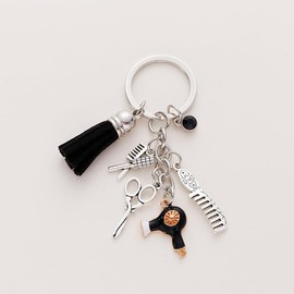 FORUBUS Hairdresser Keychain with Scissors, Comb, and Hair Dryer Charms – Unique Gift for Hair Stylists and Salon Professionals-black