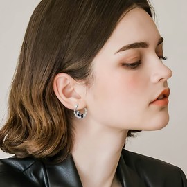 Bamboo Panda Hoop Earrings for Women Teens Sterling Silver Hypoallergenic Bamboo Earrings Hoops Jewelry