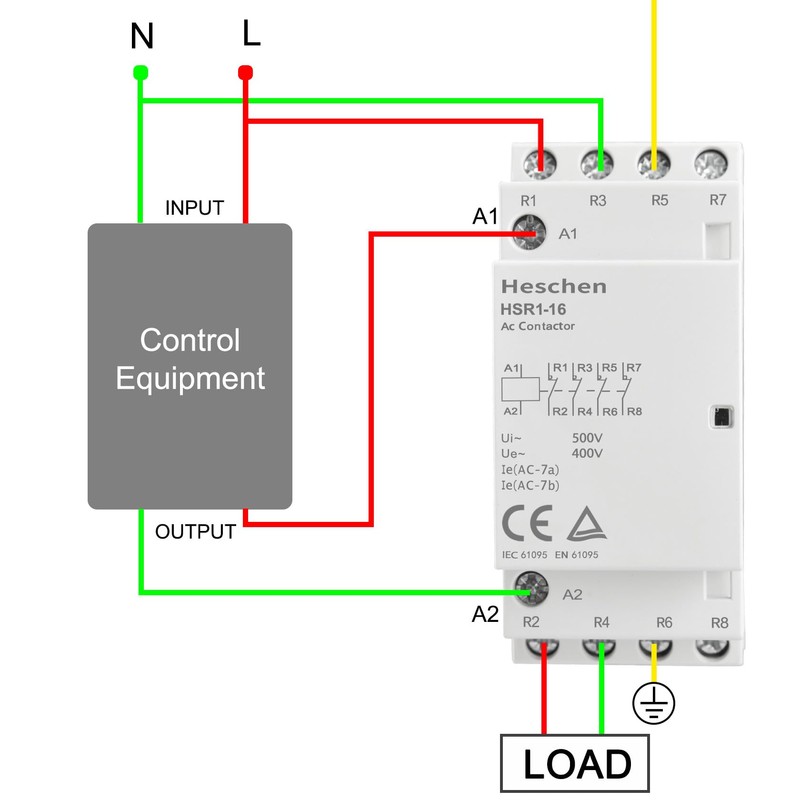 Heschen Household AC Contactor, HSR1-16, Ie 16A, 4 Pole, Four