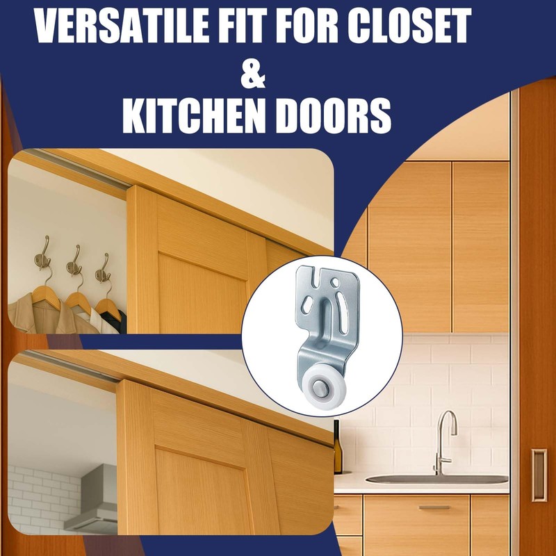 Top-Hung Sliding Door Hardware Wardrobe Roller Kit,Includes 4 Roller Wheels
