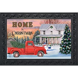 Briarwood Lane Home for Christmas Doormat Pickup Truck Indoor Outdoor 30" x 18"