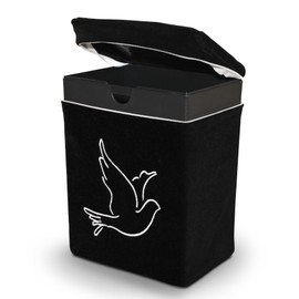 Velvet Urn Bag with TSA Approved Cremation Container | Holds Cremated Ashes of Human Adult | For Use in a Niche or Ground Burial | Fits the Crowne Burial Urn Vault (Black with Dove)