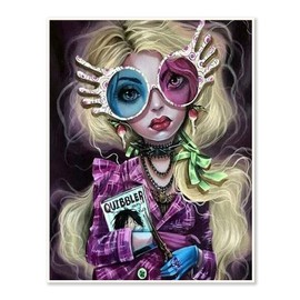 DCIDBEI 30 x 40 cm 5D Diamond Painting Women with Sunglasses Round Diamond Painting Woman Gothic for Adults Bedroom Office Decoration Birthday Gift Girl Sister