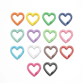 KXJHY 25PCS Heart Shape Key Rings, Crafts DIY Keychain Metal Key Rings for Home Car Office Organization, Arts Crafts Projects (Heart)