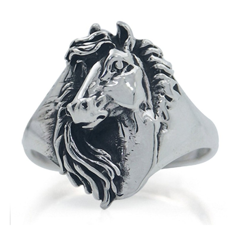 Silvershake 925 Sterling Silver Horse Ring Size 8