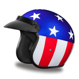 Daytona Helmets Skull Cap 3/4 Shell Helmet w/ Carry Bag for Motorcycles, Choppers, Dirtbikes, & ATVs, Fits Adult Men & Women, X Large, Captain America