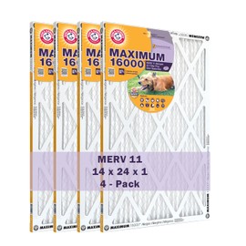 Arm & Hammer Max Allergen & Odor Reduction 14x24x1 Air and Furnace Filter, MERV 11, 4-Pack