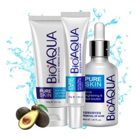 Set De 3 Pure Skin Bioaqua Retira Acne Espinillas Grasa Full Tipo De Piel Normal
