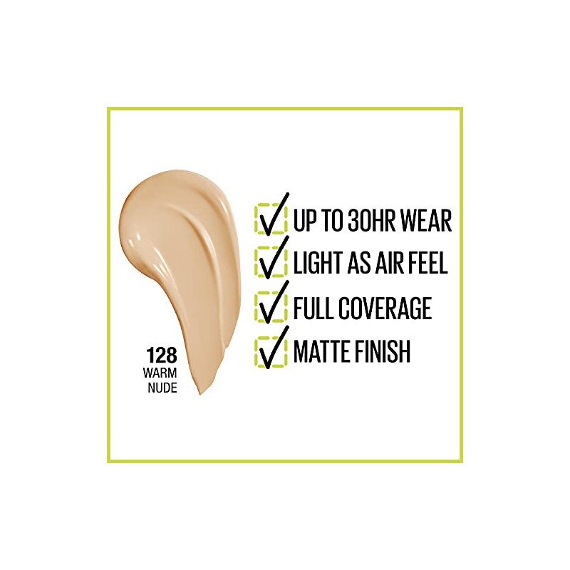 Maybelline Base Maquillaje Superstay Full Coverage 128 Warm Nude Embalagem