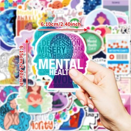 Mental Health Stickers 50 Pack Laptop Stickers,50Pcs Mental Health Vinyl Waterproof Stickers for Water Bottles Skateboard Scrapbook Bike Computer,Phone,-Graffiti Stickers Pack for Teens Girls Kids