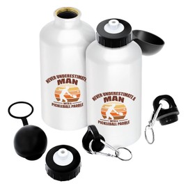 ThisWear Pickleball Retirement Gift For Men Never Underestimate A Man With A Pickleball Paddle 2-Pack 18oz Aluminum Water Bottles with Carabiner Clip & Sport Top