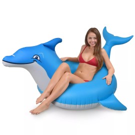 GoFloats Dolphin Party Tube Inflatable Raft, Float In Style for Adults and Kids