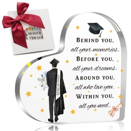 2025 Graduation Gifts for Him, Inspirational Gifts for Son - Behind You Before You Around You Within You, Class Of 2025 Graduation Acrylic Desk Sign for College University Middle High School