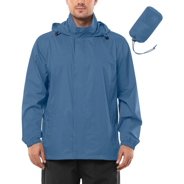 Outdoor Ventures Men's Rain Jacket Waterproof Lightweight Packable Rain Shell