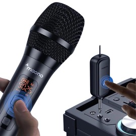 Maono WM760 A2 Wireless Microphone System with 2 Microphones and Receiver, Black