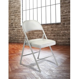 Commercialine Vinyl Padded Steel Folding Chair, Grey (Pack of 4)