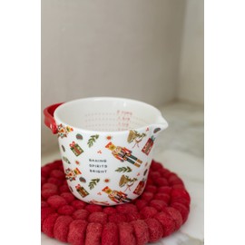 Mud Pie Christmas Nutcracker Measuring Cup Set, 3 3/4" x 4 3/4" dia | spatula 7 1/2", White