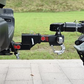 TOPTOW - Enganche de remolque de tres bolas con gancho de arrastre cromado, bolas de enganche, se adapta a receptor de 2 pulgadas