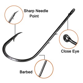 JSHANMEI Fishing Baitholder Hooks - 140PCS High Carbon Steel Long Shank Barbs Baitholder and Beak Hooks Jig Lure Fishing Hooks Size 1# 1/0 2/0 3/0 4/0 for Saltwater Freshwater