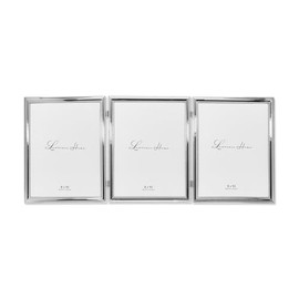 Lawrence Frames 510780T Silver Plated Double Bead 8x10 Hinged Triple Picture Frame
