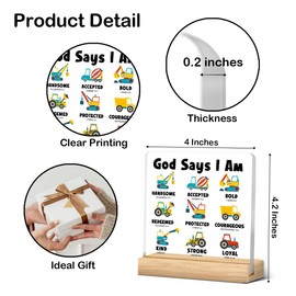 Motivational Bible Verse Desk Accessories - Inspirational Gifts for Men Him - God Says I Am Strong Christian Acrylic Sign Desk Plaque Home Office Classroom Cubicle Dorm Room Decor