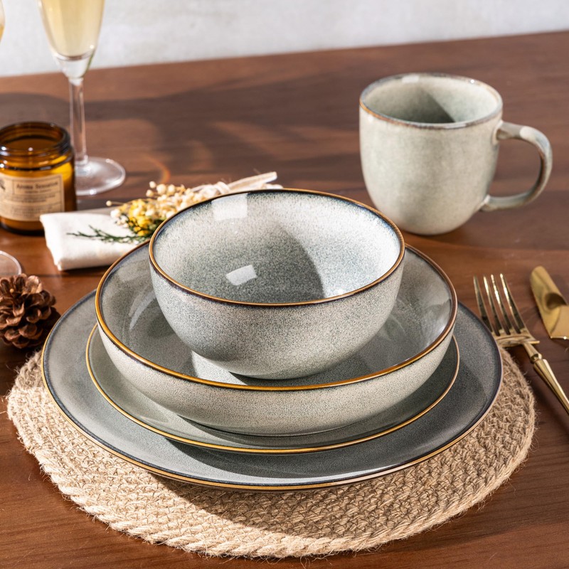 GBHOME Ceramic Dinnerware Sets for 6, 18 Pieces Stoneware Plates