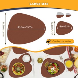 AWAMRWA Leather Placemats and Coasters, Set of 4 Oval Placemats with Placemats, Washable Leather Plates, Coasters and Double-Sided Non-Slip Waterproof Placemats