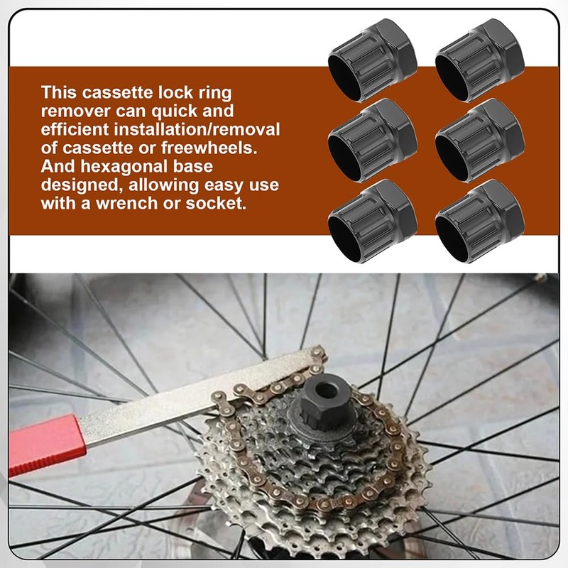 Mtsooning 6PCS Bicycle Freewheel Removal Tool, Mountain Bike Cassette Lockring