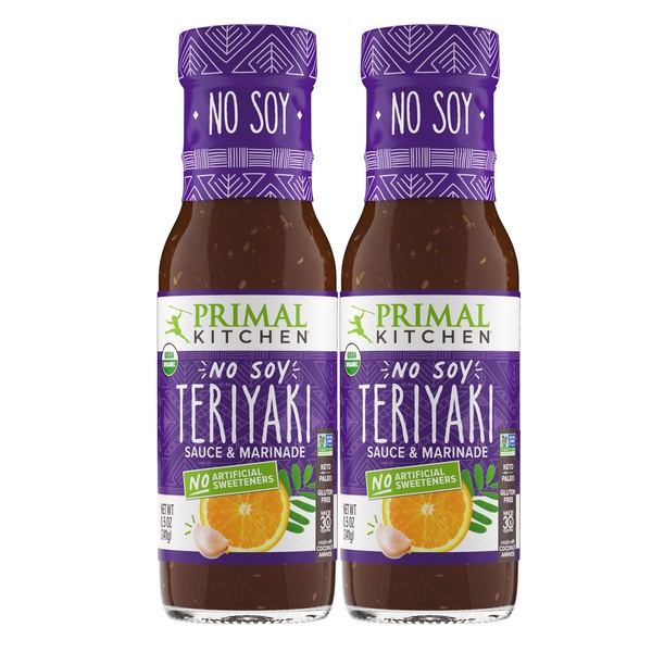 Primal Kitchen No-Soy Organic Teriyaki Sauce & Marinade, Whole30 Approved, Certified Paleo, and Keto Certified, 8.5 Ounces, Pack of 2